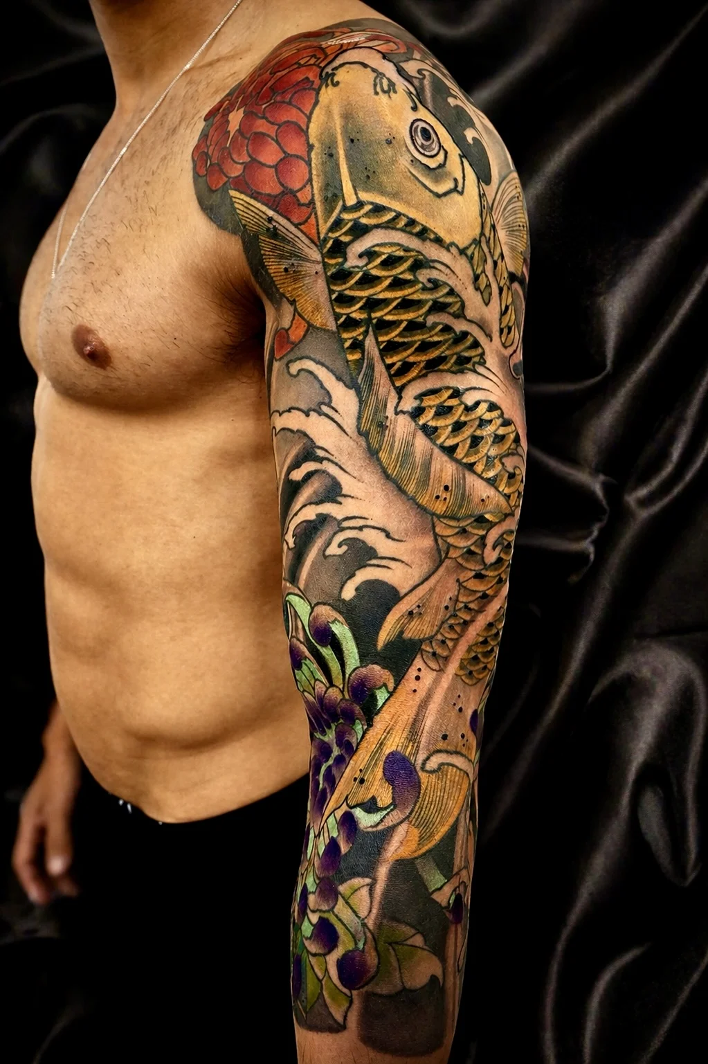 Colorful koi fish Japanese sleeve