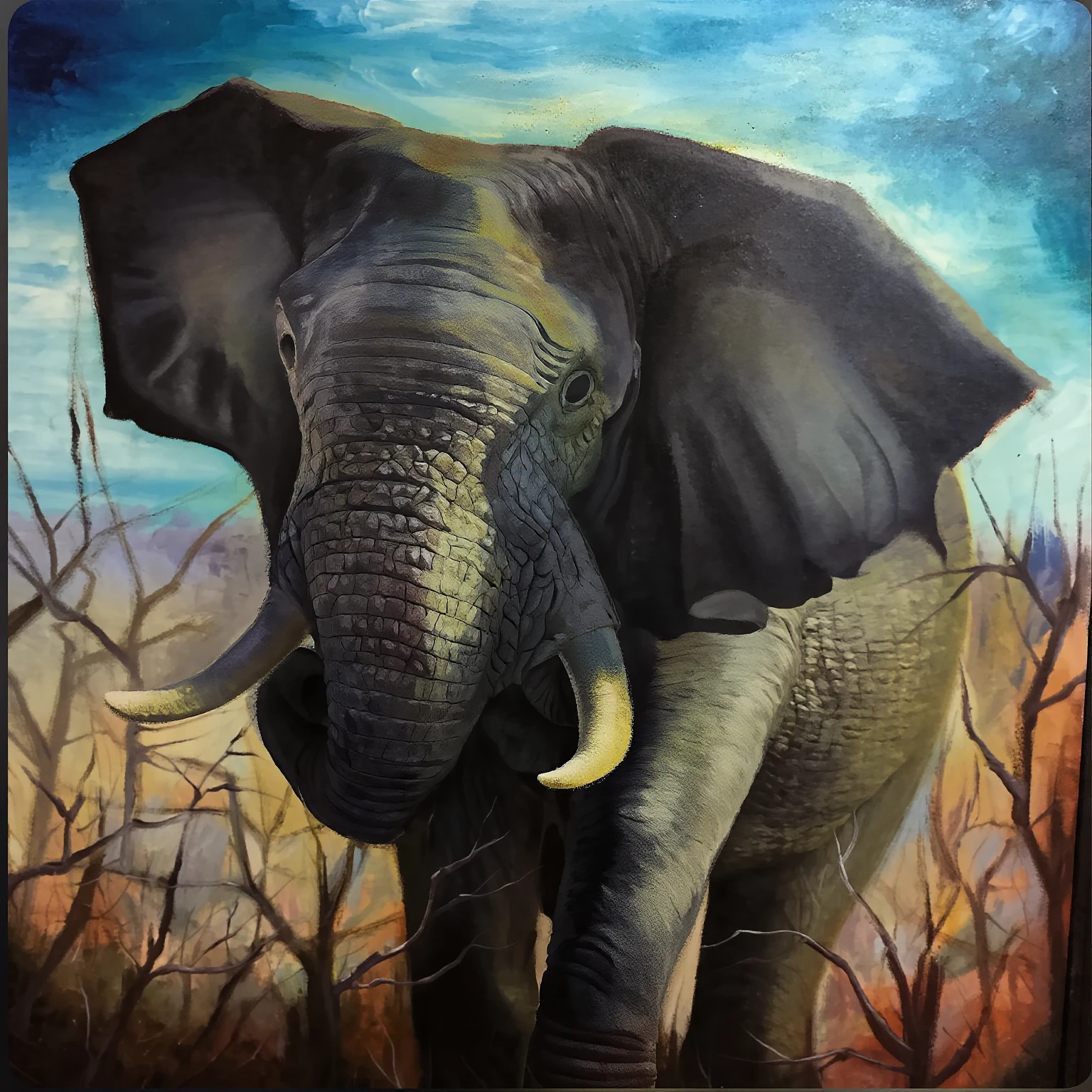 Elephant canvas painting