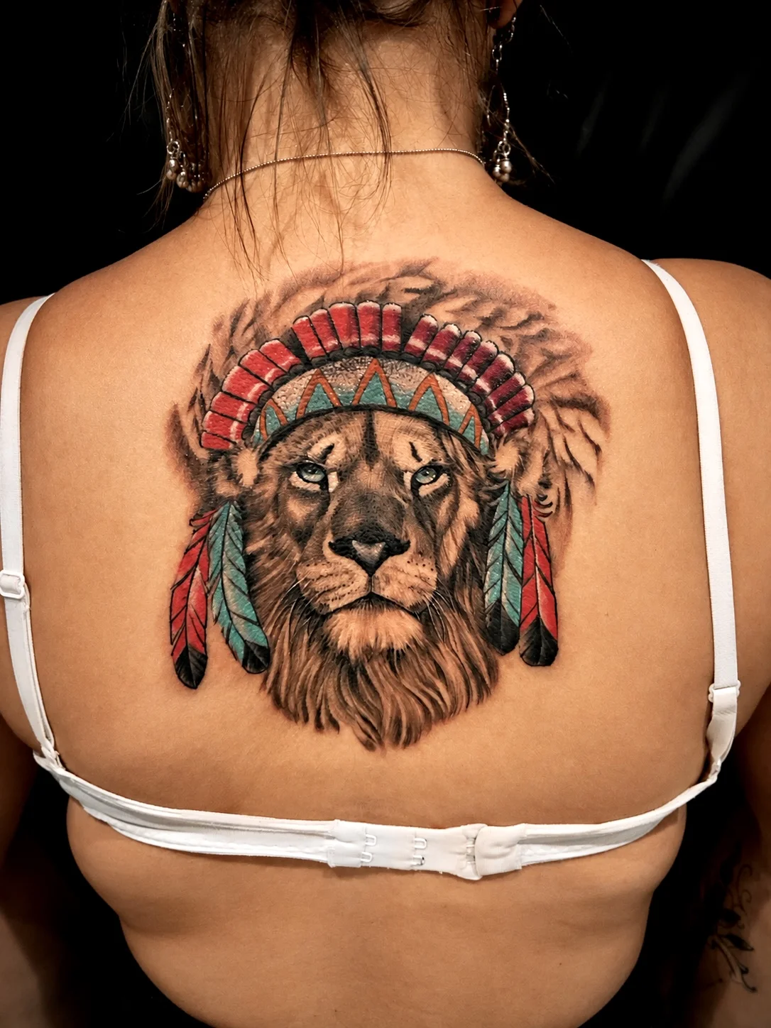 Colorful lion with headdress