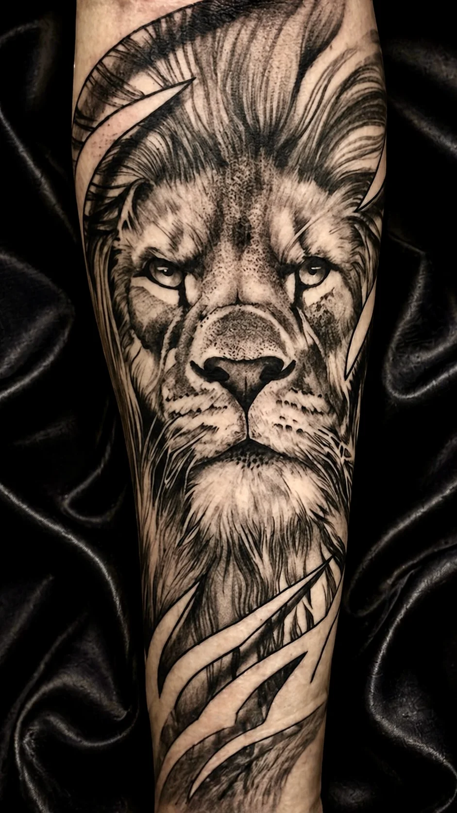 Geometric lion tattoo